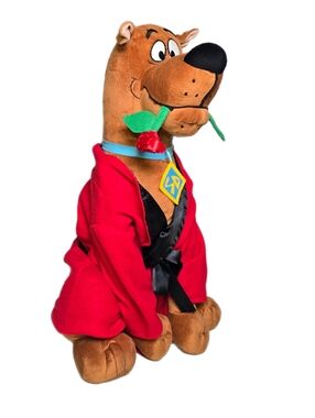Gemmy Scooby-Doo Large Plush 21” Valentine's Day Greeter 2015 Hefner Robe & Rose